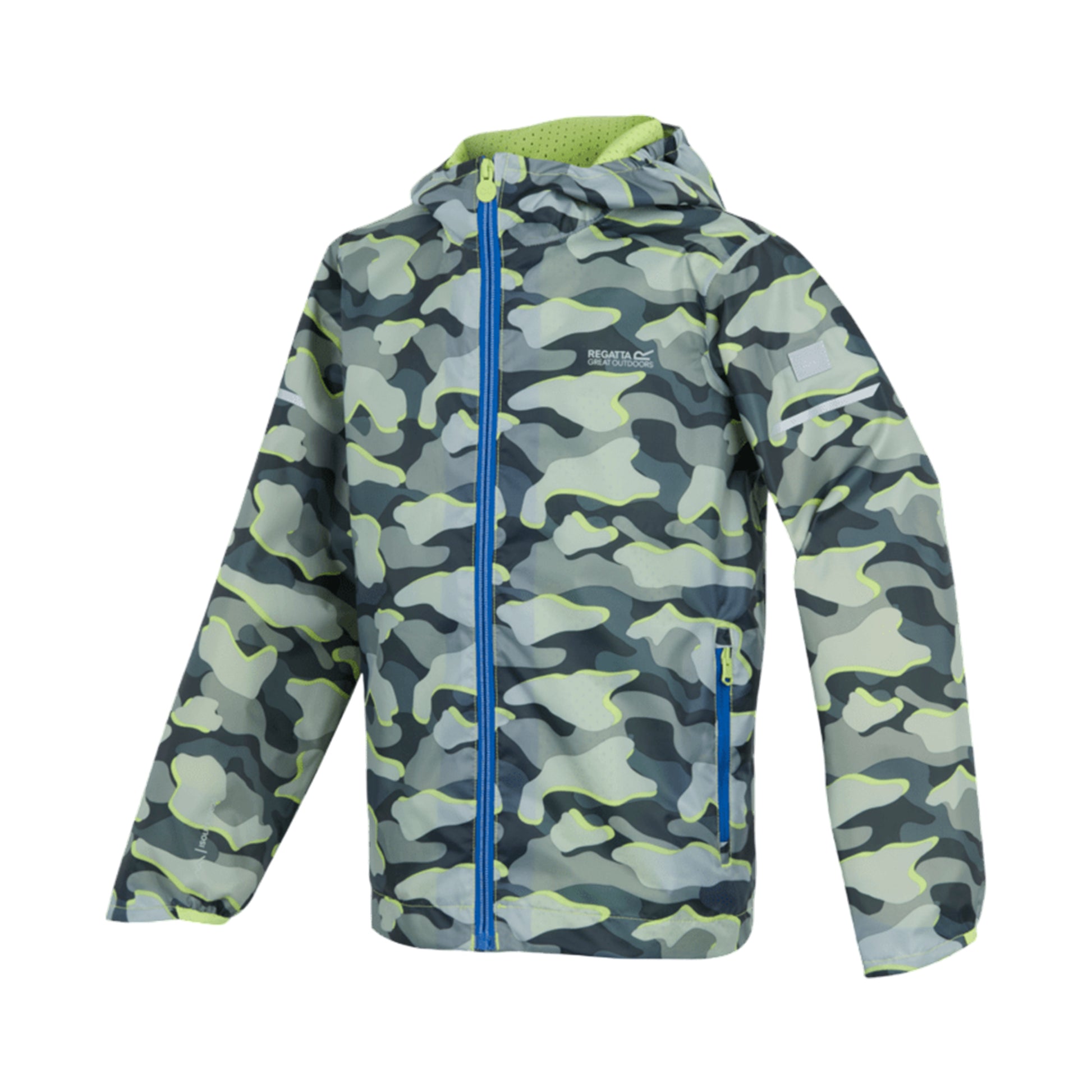 Dark Storm - Side - Regatta Childrens-Kids Lever II Camo Waterproof Jacket