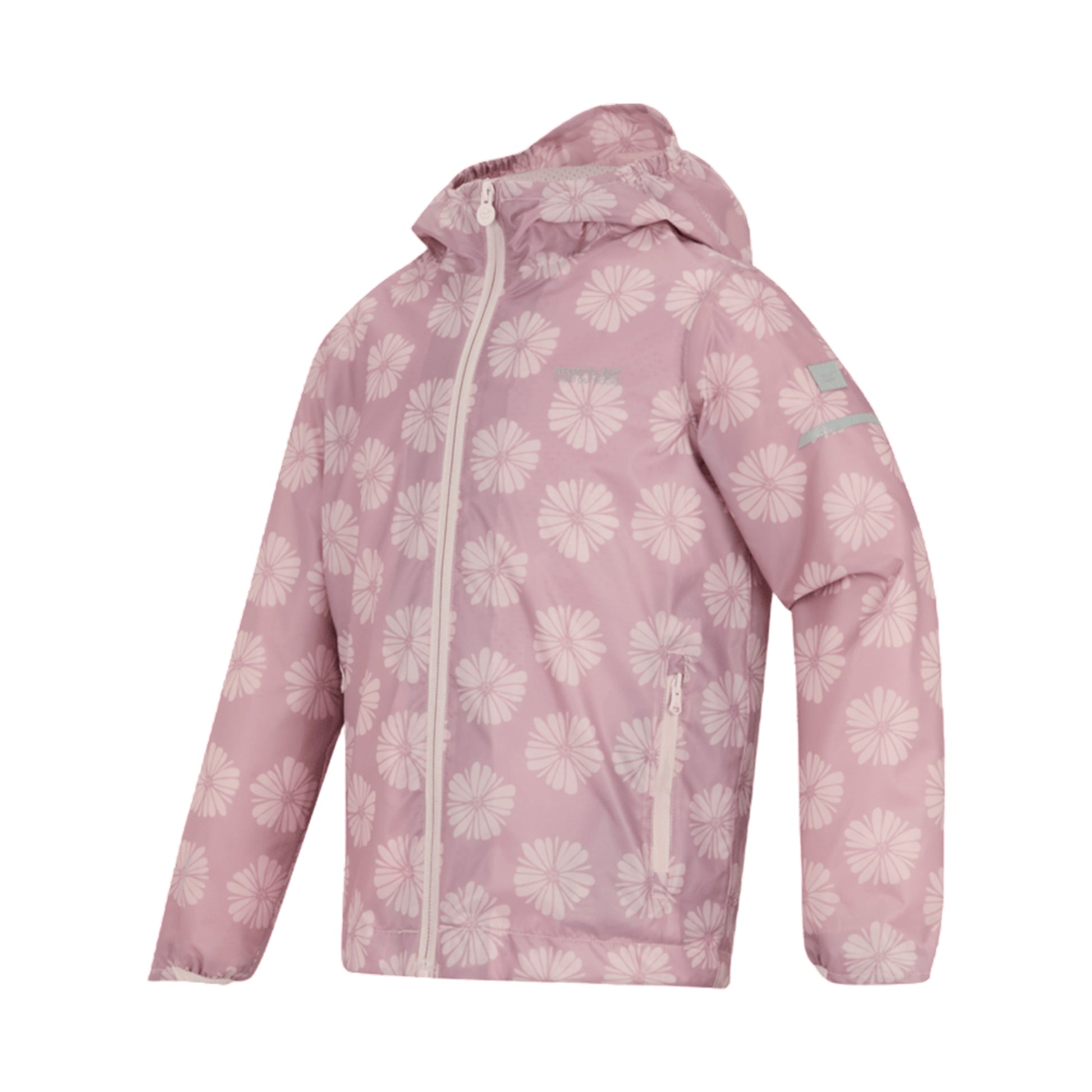 Powder Lilac-Pink Haze - Side - Regatta Childrens-Kids Lever II Camo Waterproof Jacket