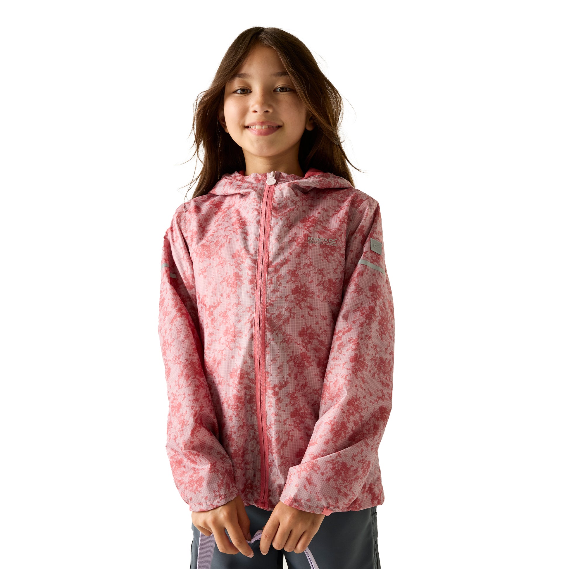 Pink Haze - Lifestyle - Regatta Childrens-Kids Lever II Camo Waterproof Jacket