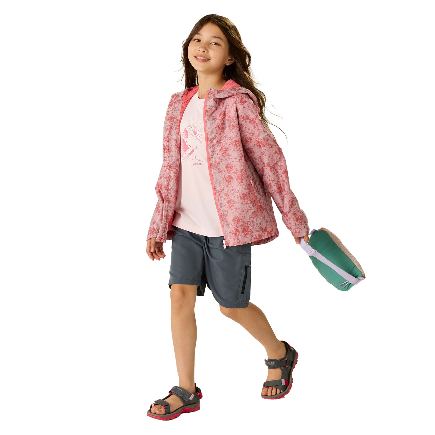 Pink Haze - Pack Shot - Regatta Childrens-Kids Lever II Camo Waterproof Jacket