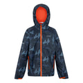 Navy-Tangerine Tango - Front - Regatta Childrens-Kids Lever II Camo Waterproof Jacket