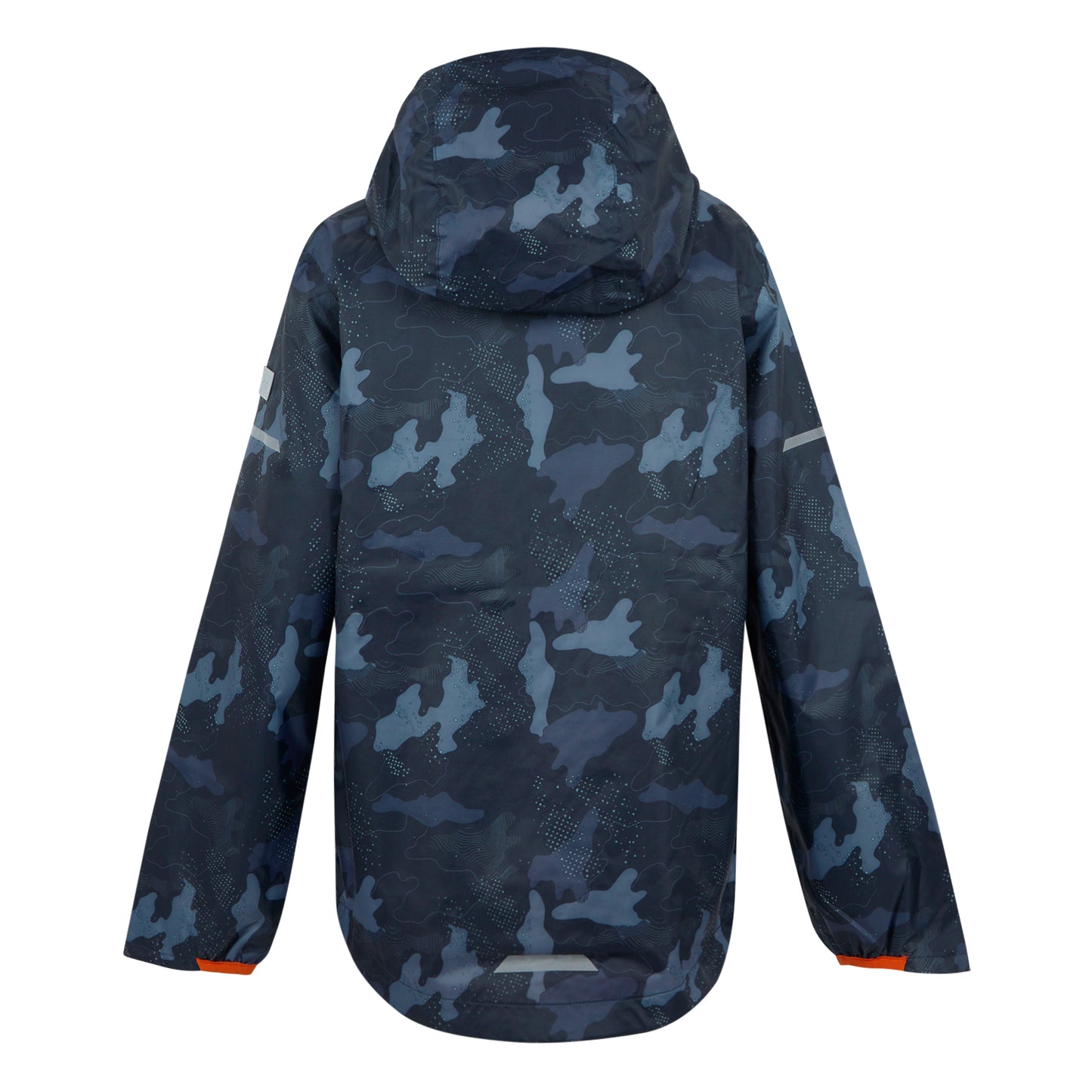 Navy-Tangerine Tango - Back - Regatta Childrens-Kids Lever II Camo Waterproof Jacket