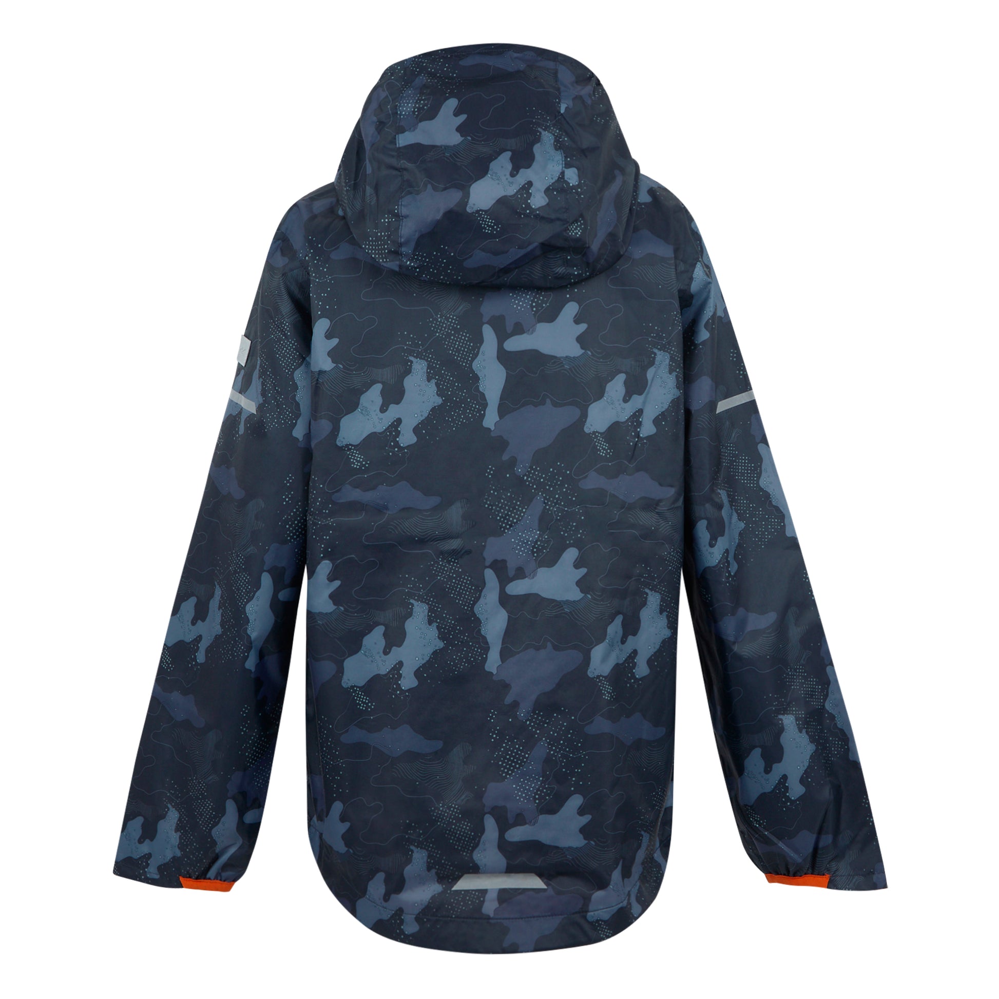 Navy-Tangerine Tango - Back - Regatta Childrens-Kids Lever II Camo Waterproof Jacket