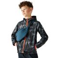 Navy-Tangerine Tango - Lifestyle - Regatta Childrens-Kids Lever II Camo Waterproof Jacket