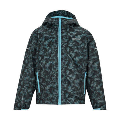 China Blue - Front - Regatta Childrens-Kids Lever II Camo Waterproof Jacket