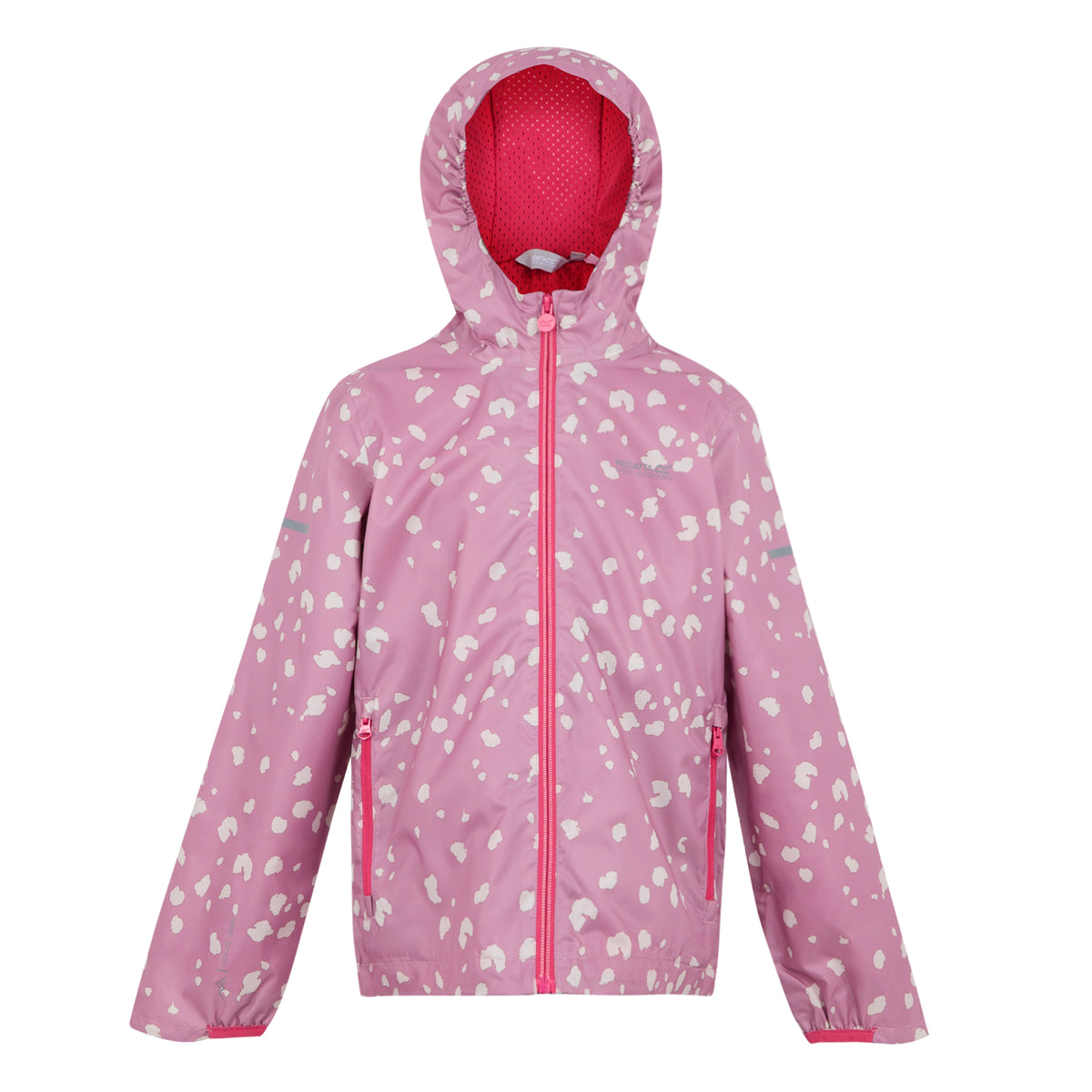 Lilas-Light Vanilla-Beaujolais - Front - Regatta Childrens-Kids Lever II Camo Waterproof Jacket