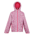 Lilas-Light Vanilla-Beaujolais - Front - Regatta Childrens-Kids Lever II Camo Waterproof Jacket