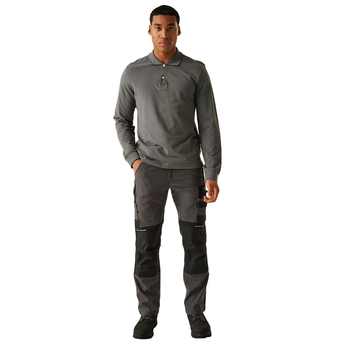 Slate Grey-Black - Lifestyle - Regatta Professional Unisex Adult 4 Way Stretch Work Trousers