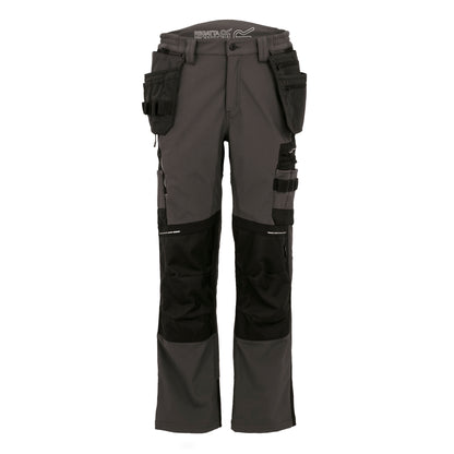 Slate Grey-Black - Front - Regatta Professional Unisex Adult 4 Way Stretch Work Trousers