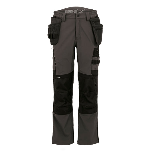Slate Grey-Black - Front - Regatta Professional Unisex Adult 4 Way Stretch Work Trousers