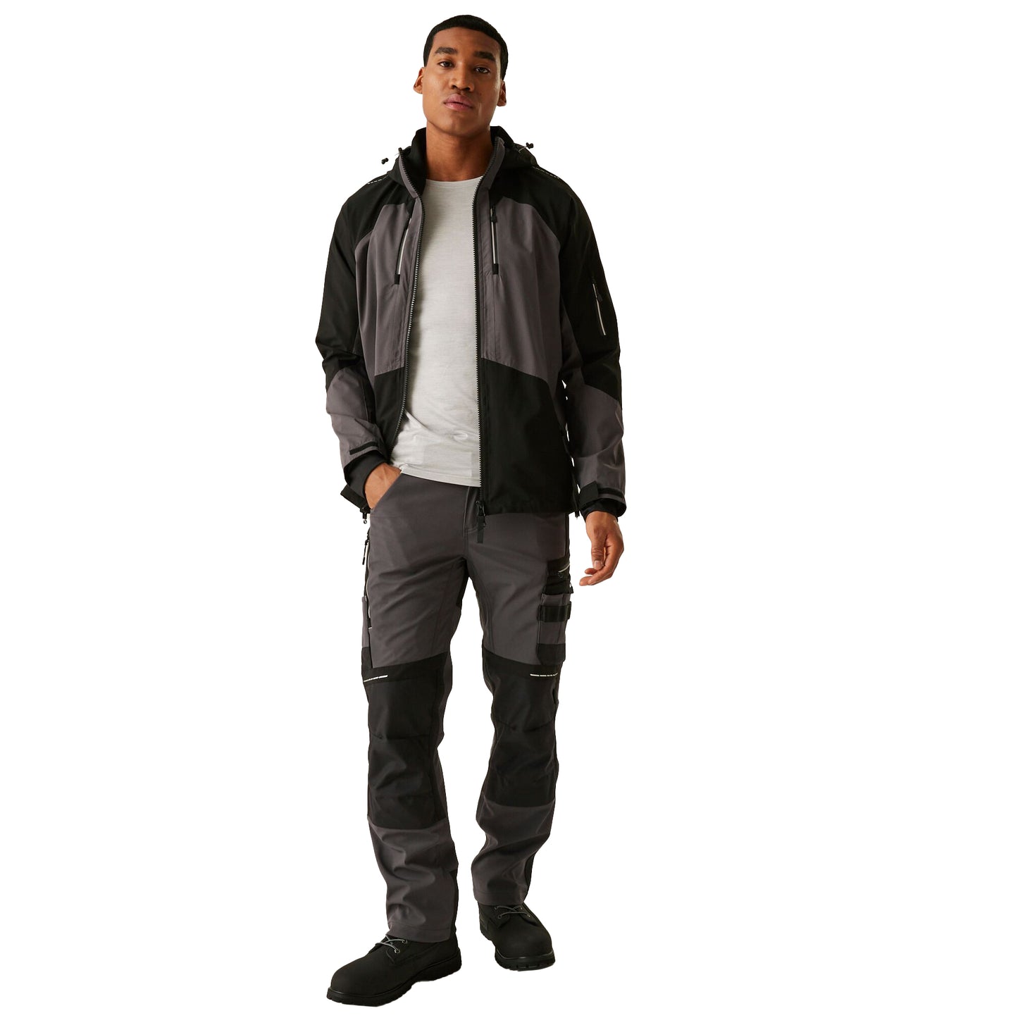 Slate Grey-Black - Pack Shot - Regatta Professional Unisex Adult Waterproof Stretch Shell Jacket