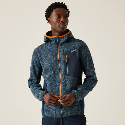 Moonlight Denim-Navy Marl - Close up - Regatta Mens Alven Full Zip Fleece Jacket