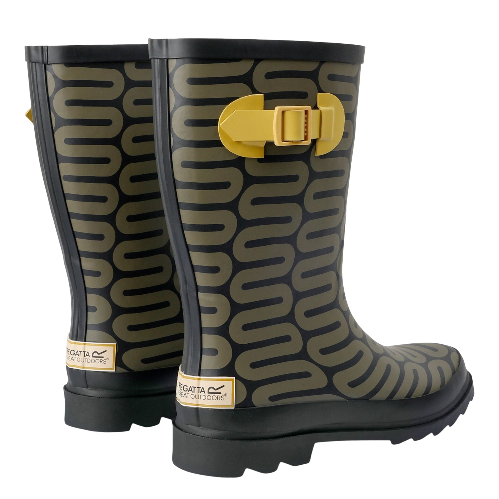 Olive - Back - Regatta Womens-Ladies Orla Kiely Spinning Flower Mid Calf Wellington Boots