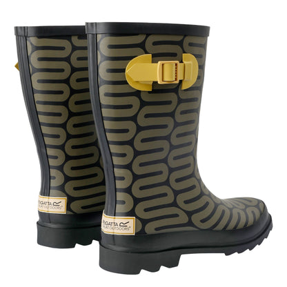 Olive - Back - Regatta Womens-Ladies Orla Kiely Spinning Flower Mid Calf Wellington Boots