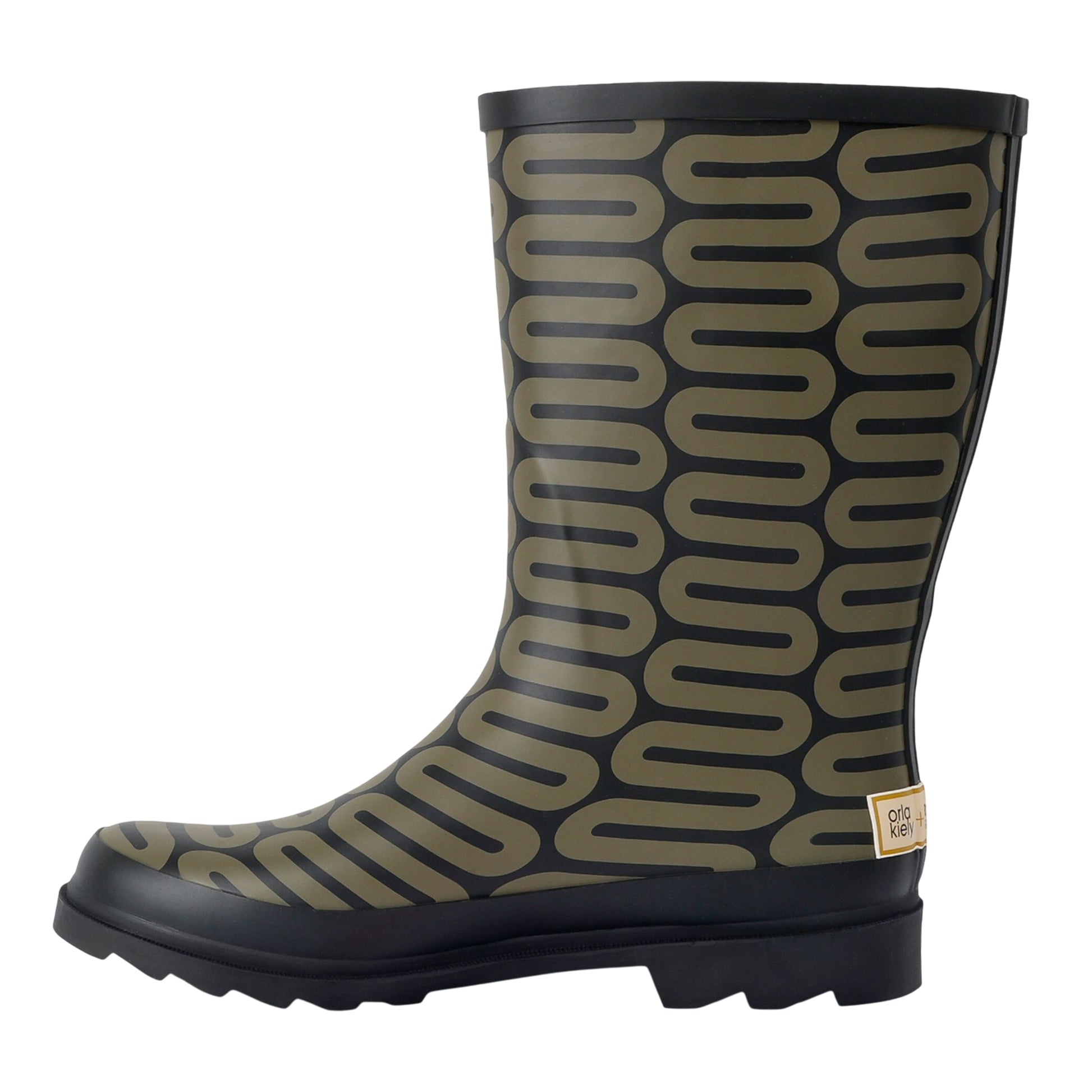 Olive - Side - Regatta Womens-Ladies Orla Kiely Spinning Flower Mid Calf Wellington Boots