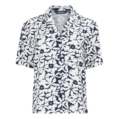 Navy-White - Front - Regatta Womens-Ladies Salise Floral Lightweight Shirt