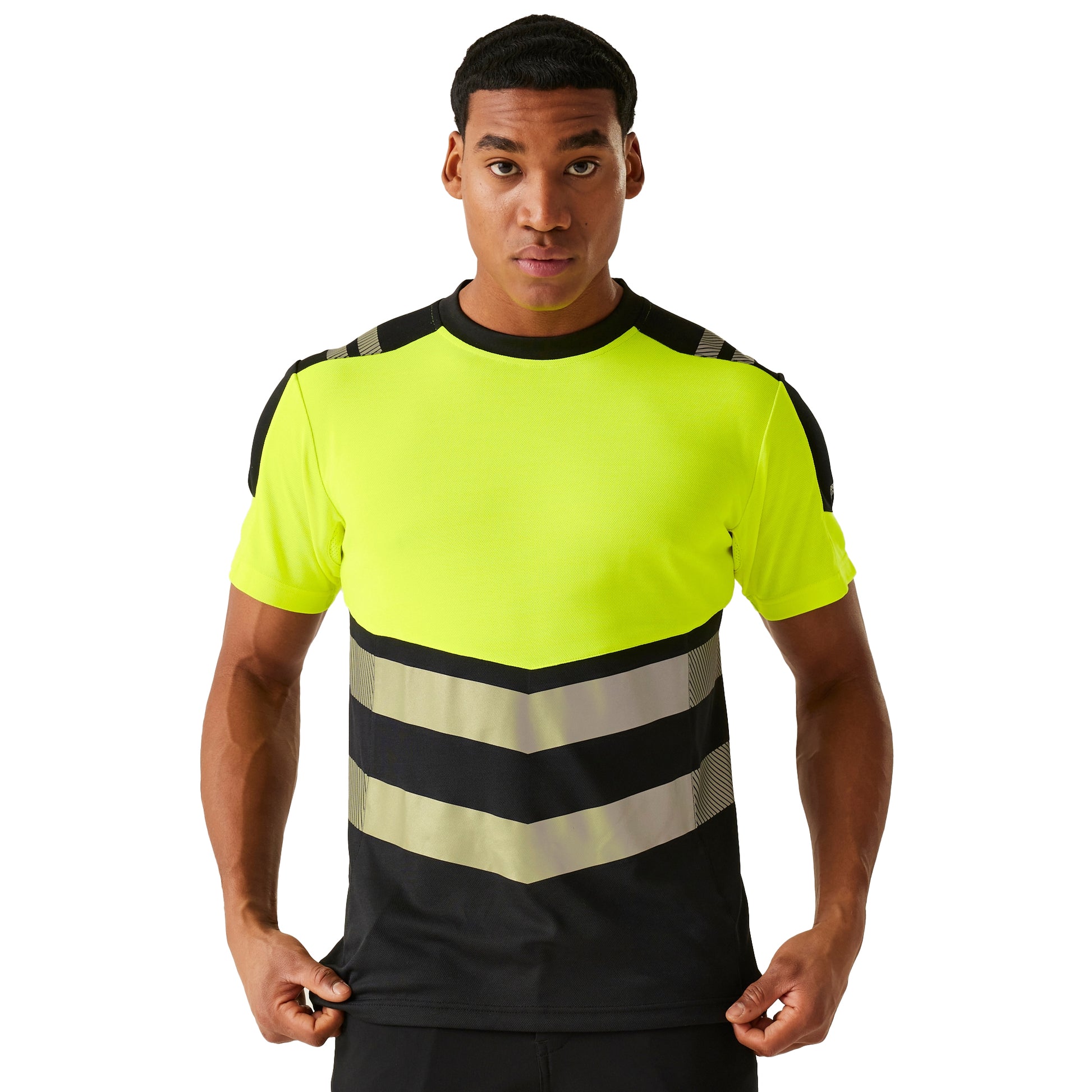 Black-Yellow - Side - Regatta Mens X-Pro Bamboo Hi-Vis Vest