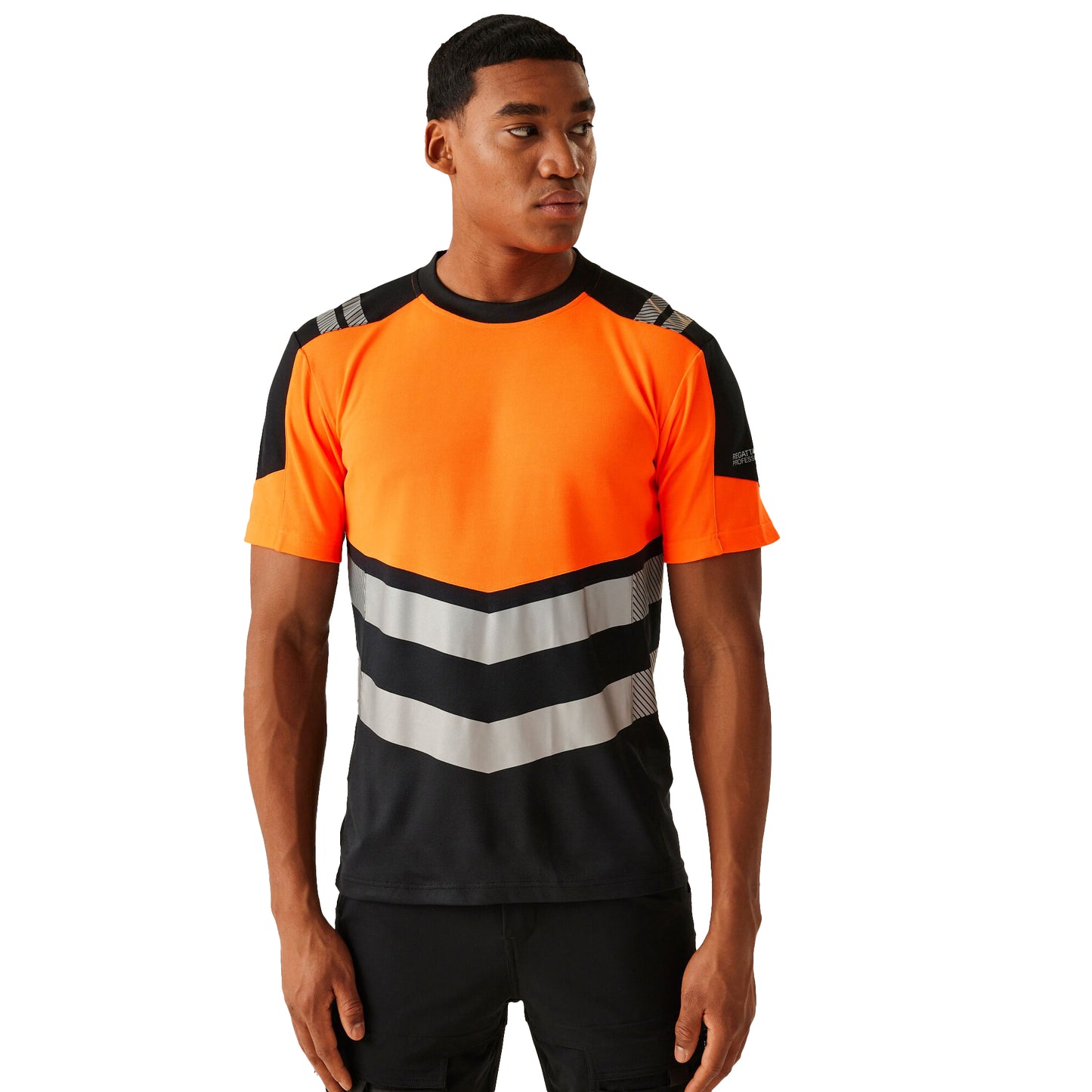 Black-Orange - Side - Regatta Mens X-Pro Bamboo Hi-Vis Vest