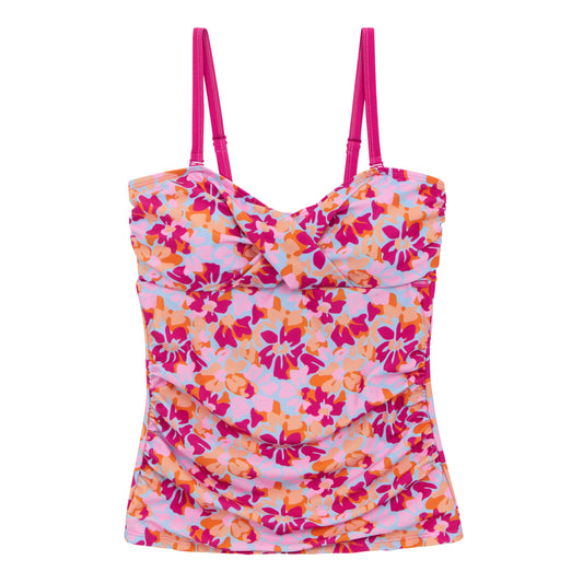 Pink - Front - Regatta Womens-Ladies Aceana III Summer Floral Tankini Top