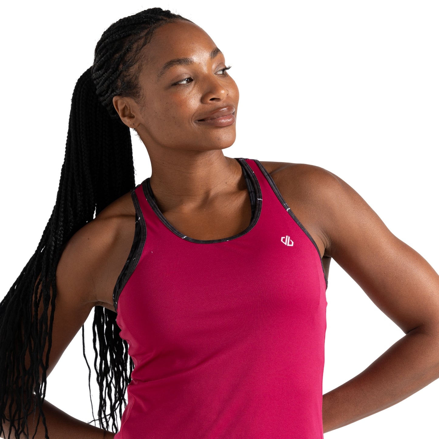 Berry Pink-Black - Side - Dare 2B Womens-Ladies Bolt Dash Print Vest Top