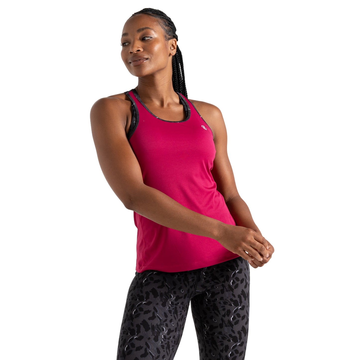 Berry Pink-Black - Front - Dare 2B Womens-Ladies Bolt Dash Print Vest Top