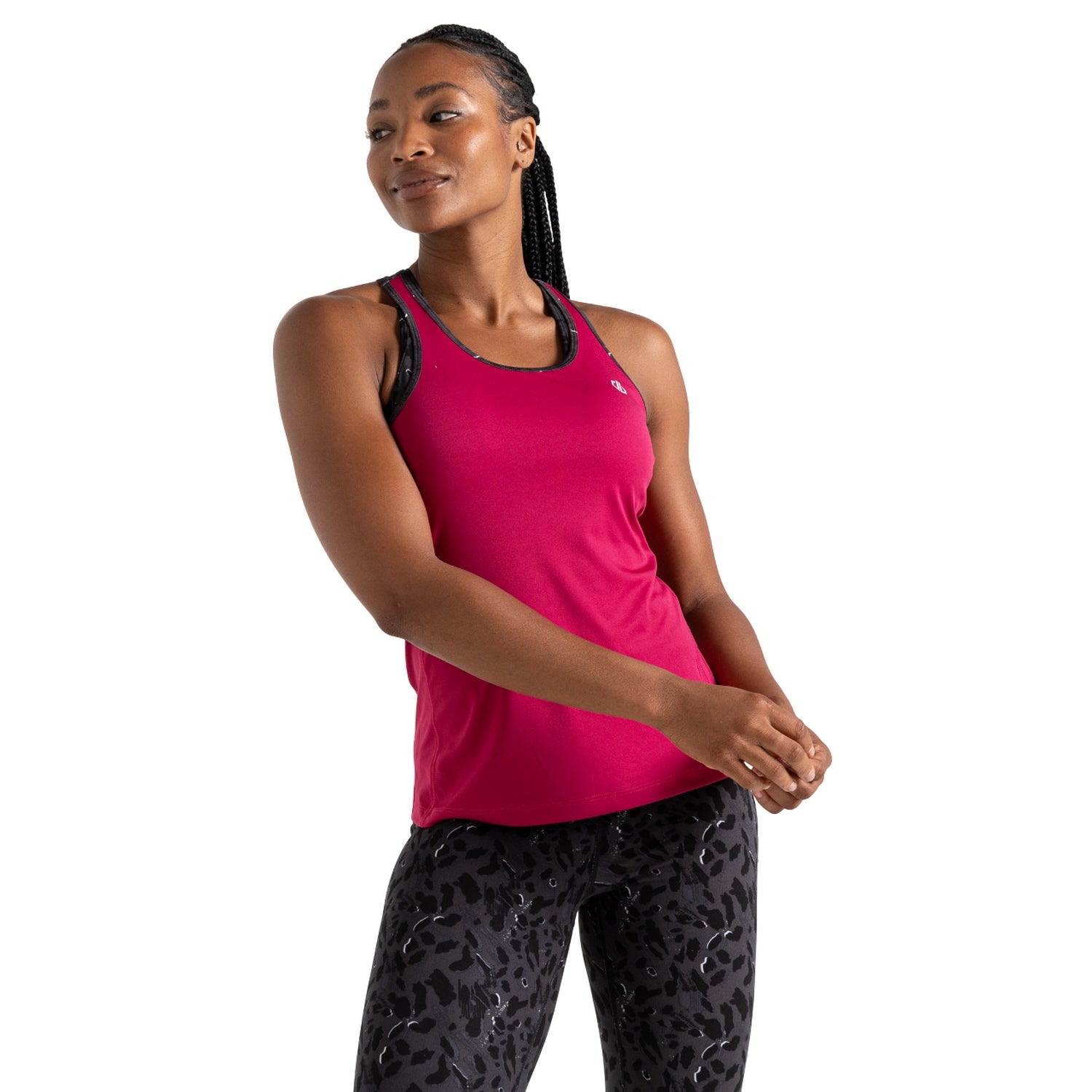 Berry Pink-Black - Front - Dare 2B Womens-Ladies Bolt Dash Print Vest Top