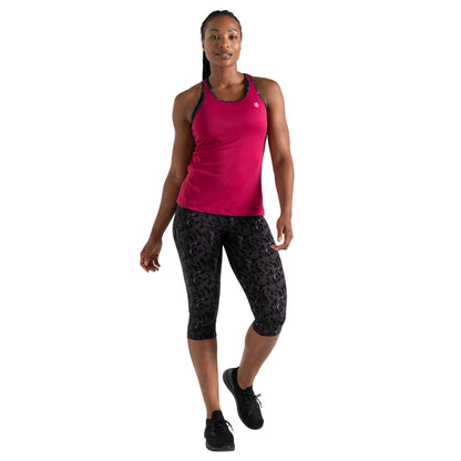 Berry Pink-Black - Lifestyle - Dare 2B Womens-Ladies Bolt Dash Print Vest Top