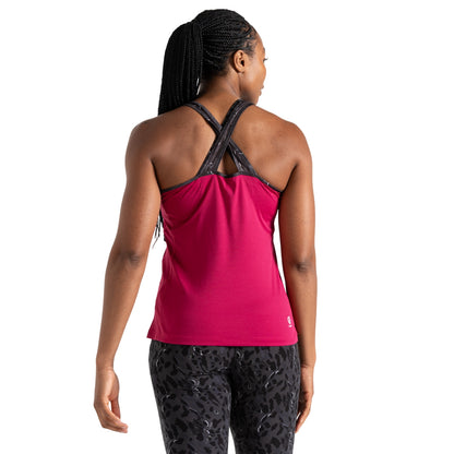 Berry Pink-Black - Back - Dare 2B Womens-Ladies Bolt Dash Print Vest Top