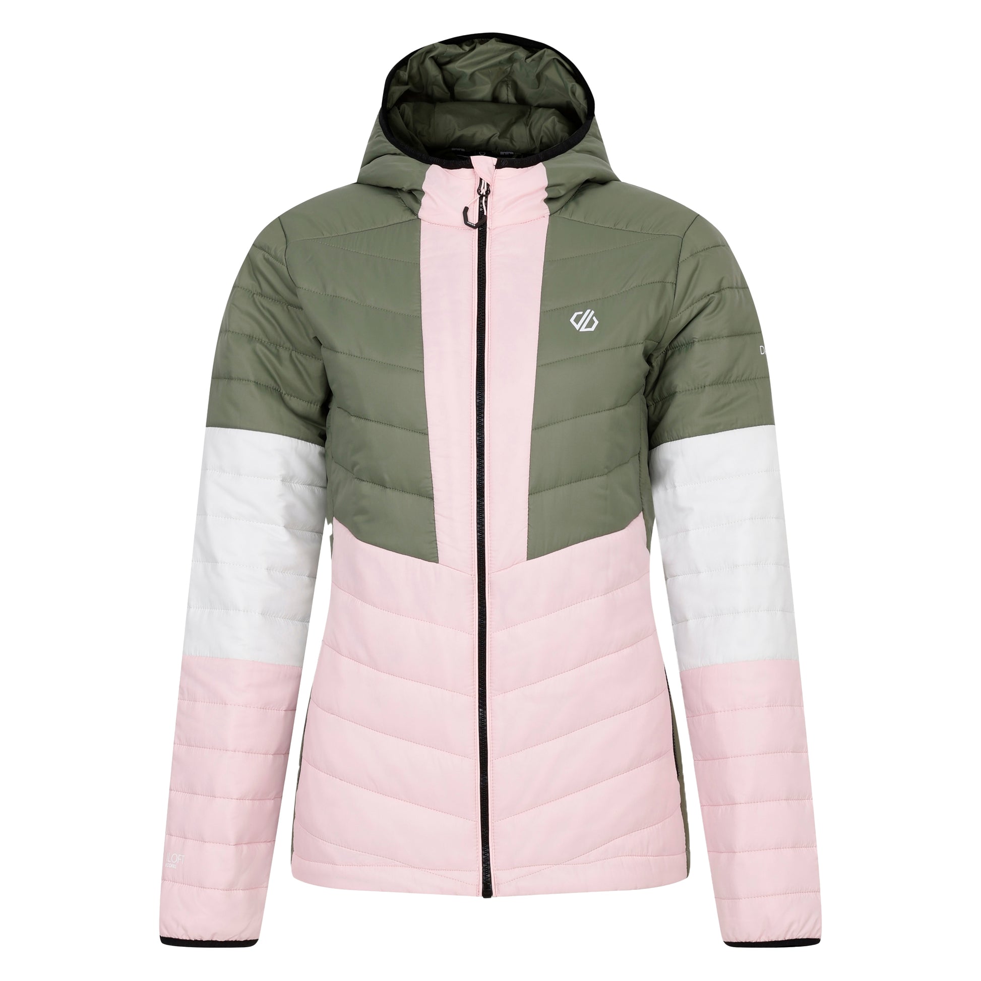 Olivine Green-Crystal Rose - Front - Dare 2B Womens-Ladies Lively Padded Jacket