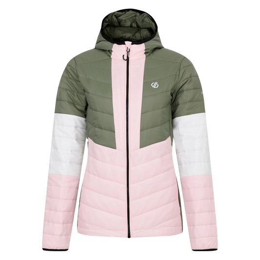 Olivine Green-Crystal Rose - Front - Dare 2B Womens-Ladies Lively Padded Jacket