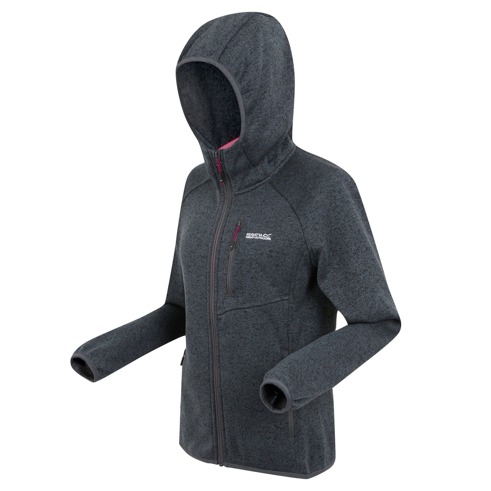 Seal Grey-Pop - Side - Regatta Womens-Ladies Newhill II Marl Full Zip Hoodie