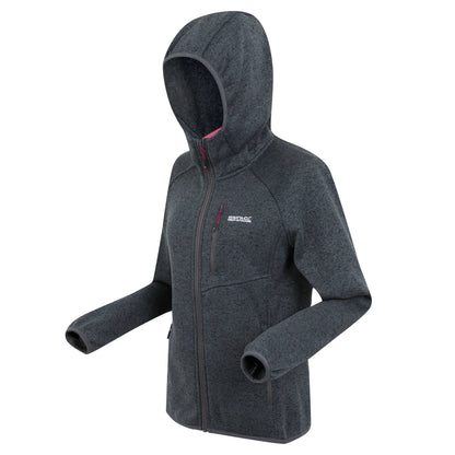 Seal Grey-Pop - Side - Regatta Womens-Ladies Newhill II Marl Full Zip Hoodie