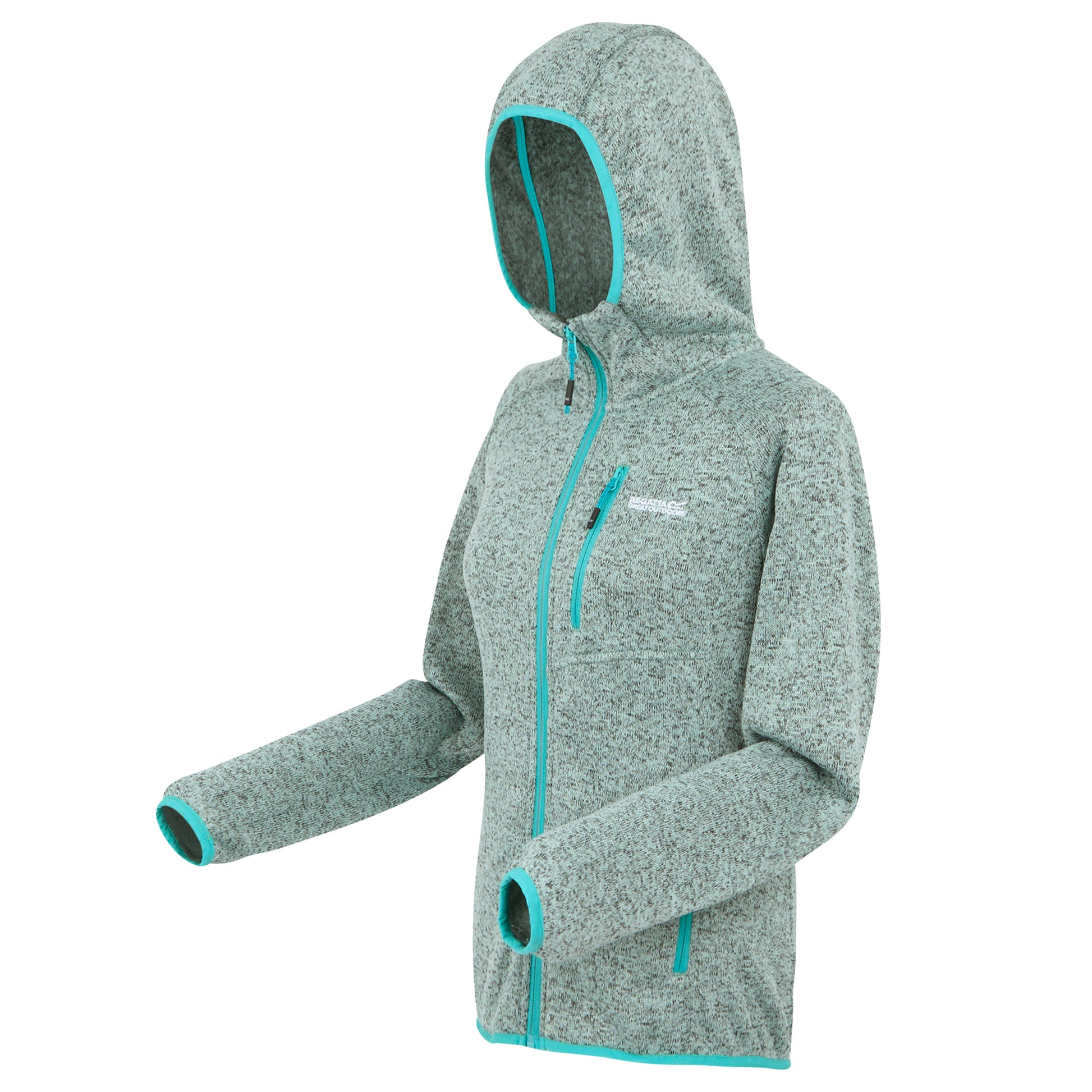 Icy Morn-Turquoise - Side - Regatta Womens-Ladies Newhill II Marl Full Zip Hoodie