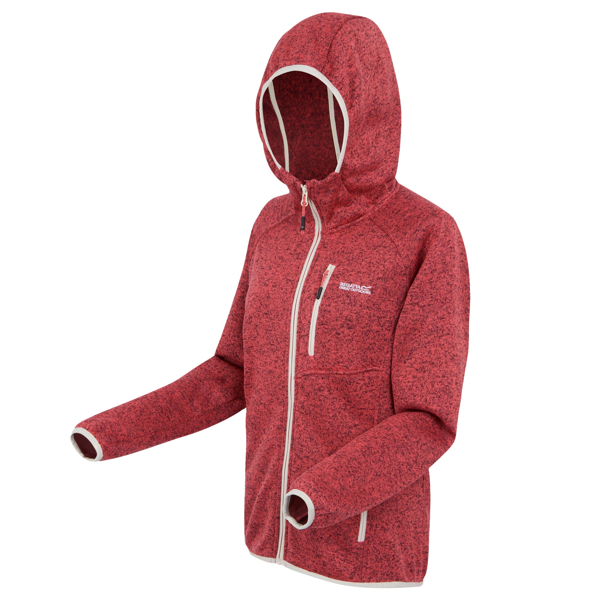 Peach Bloom-Light Vanilla - Side - Regatta Womens-Ladies Newhill II Marl Full Zip Hoodie