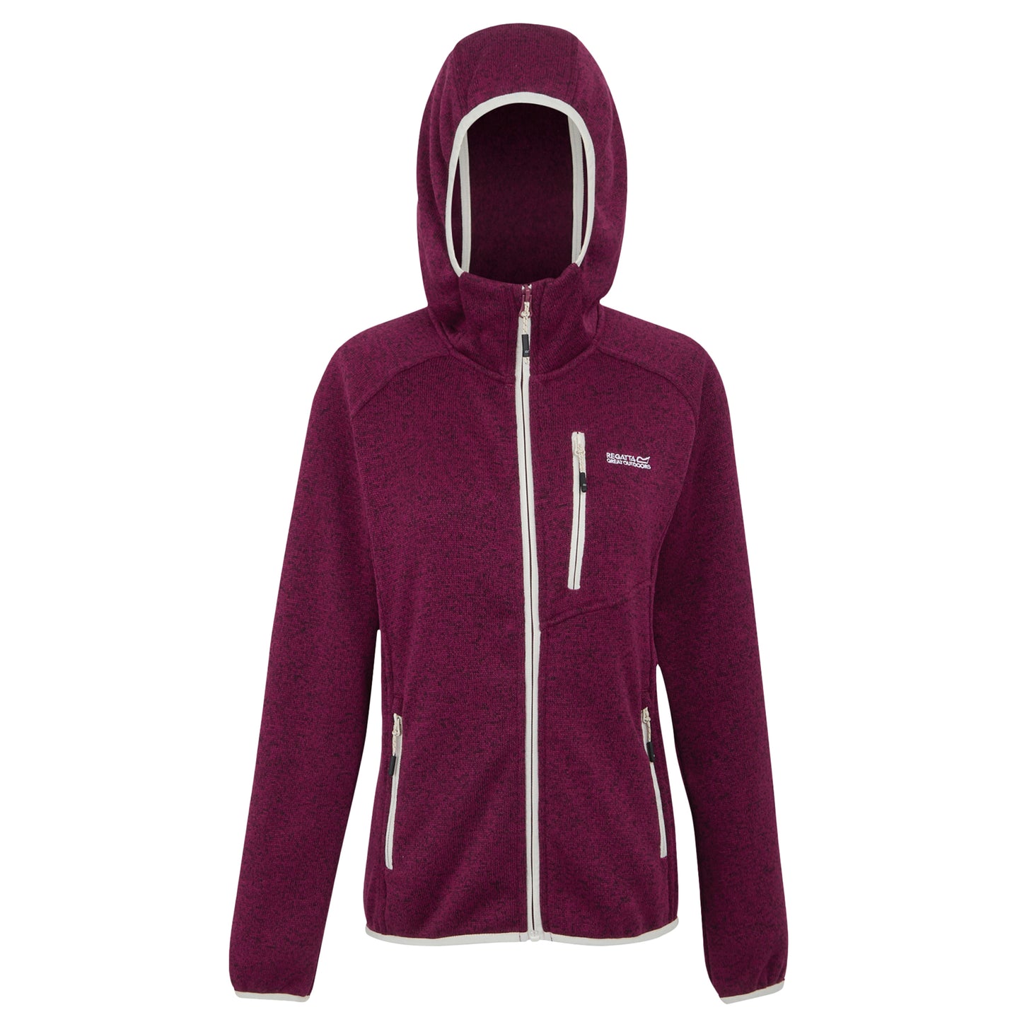 Beaujolais-Light Vanilla - Front - Regatta Womens-Ladies Newhill II Marl Full Zip Hoodie