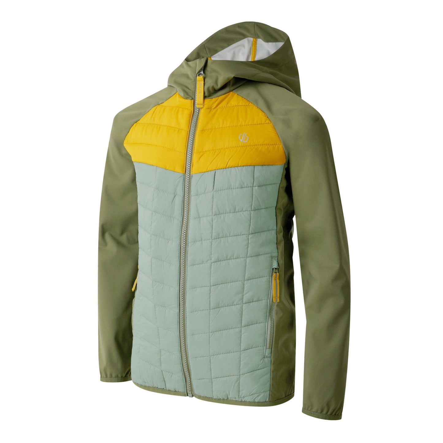 Olivine Green-Hedge Green-Tawny - Side - Dare 2B Childrens-Kids Explore II Colour Block Hybrid Jacket