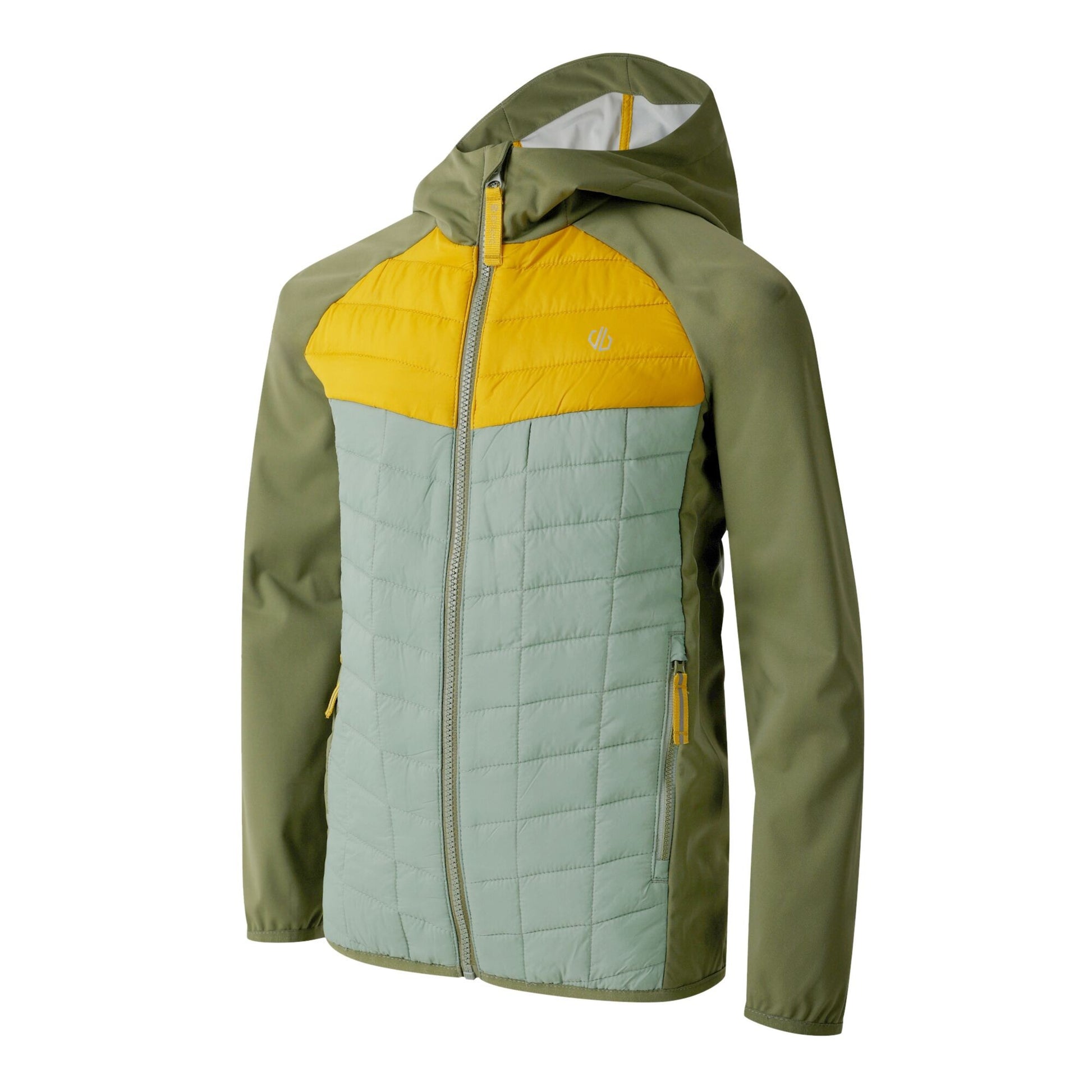 Olivine Green-Hedge Green-Tawny - Side - Dare 2B Childrens-Kids Explore II Colour Block Hybrid Jacket