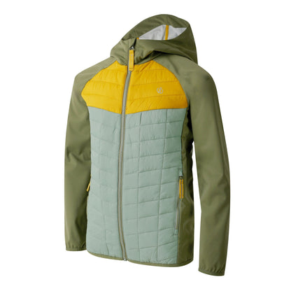 Olivine Green-Hedge Green-Tawny - Side - Dare 2B Childrens-Kids Explore II Colour Block Hybrid Jacket
