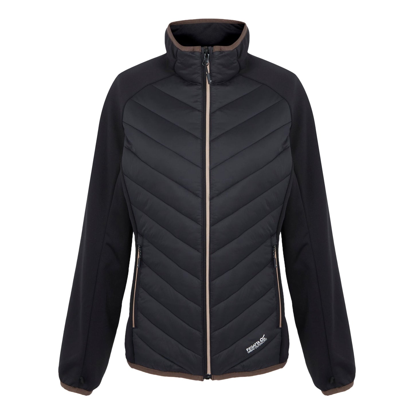 Black-Warm Taupe - Front - Regatta Womens-Ladies Carletta IX 3 in 1 Jacket