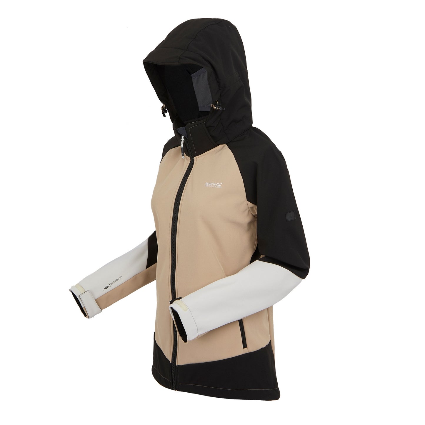 Black-Warm Taupe - Side - Regatta Womens-Ladies Desoto X Soft Shell Jacket