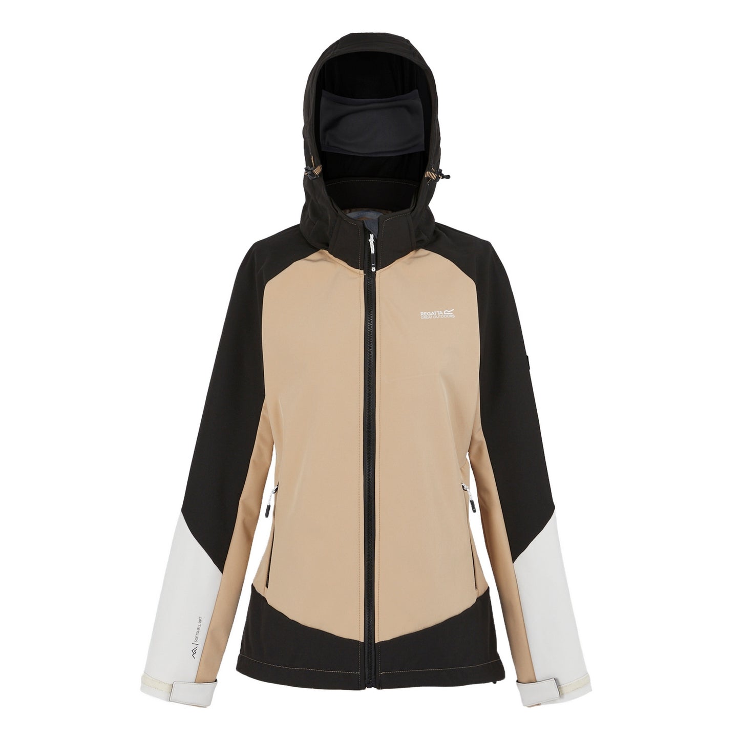 Black-Warm Taupe - Front - Regatta Womens-Ladies Desoto X Soft Shell Jacket
