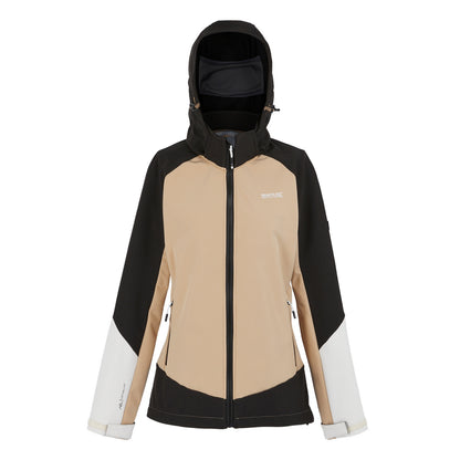 Black-Warm Taupe - Front - Regatta Womens-Ladies Desoto X Soft Shell Jacket