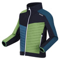 Navy-Piquant Green - Side - Regatta Childrens-Kids Brynden Padded Full Zip Soft Shell Jacket