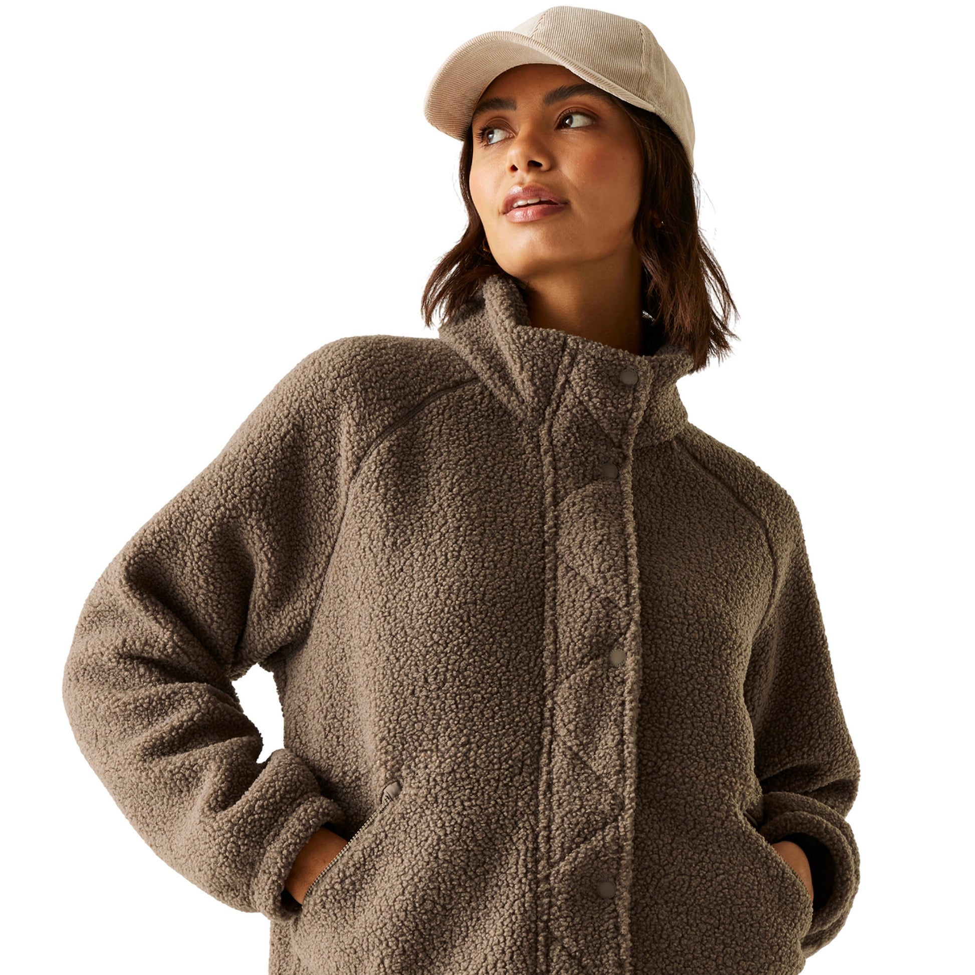 Mocha - Lifestyle - Regatta Womens-Ladies Emilica Borg Full Zip Fleece Jacket