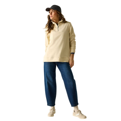 Light Vanilla - Close up - Regatta Womens-Ladies Demmi Quarter Zip Fleece Top