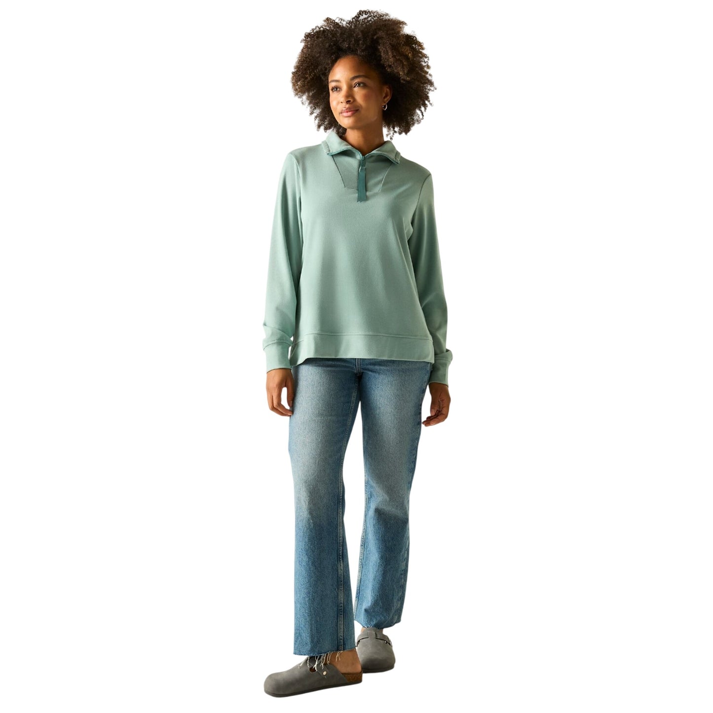 Ivy Moss - Close up - Regatta Womens-Ladies Demmi Quarter Zip Fleece Top