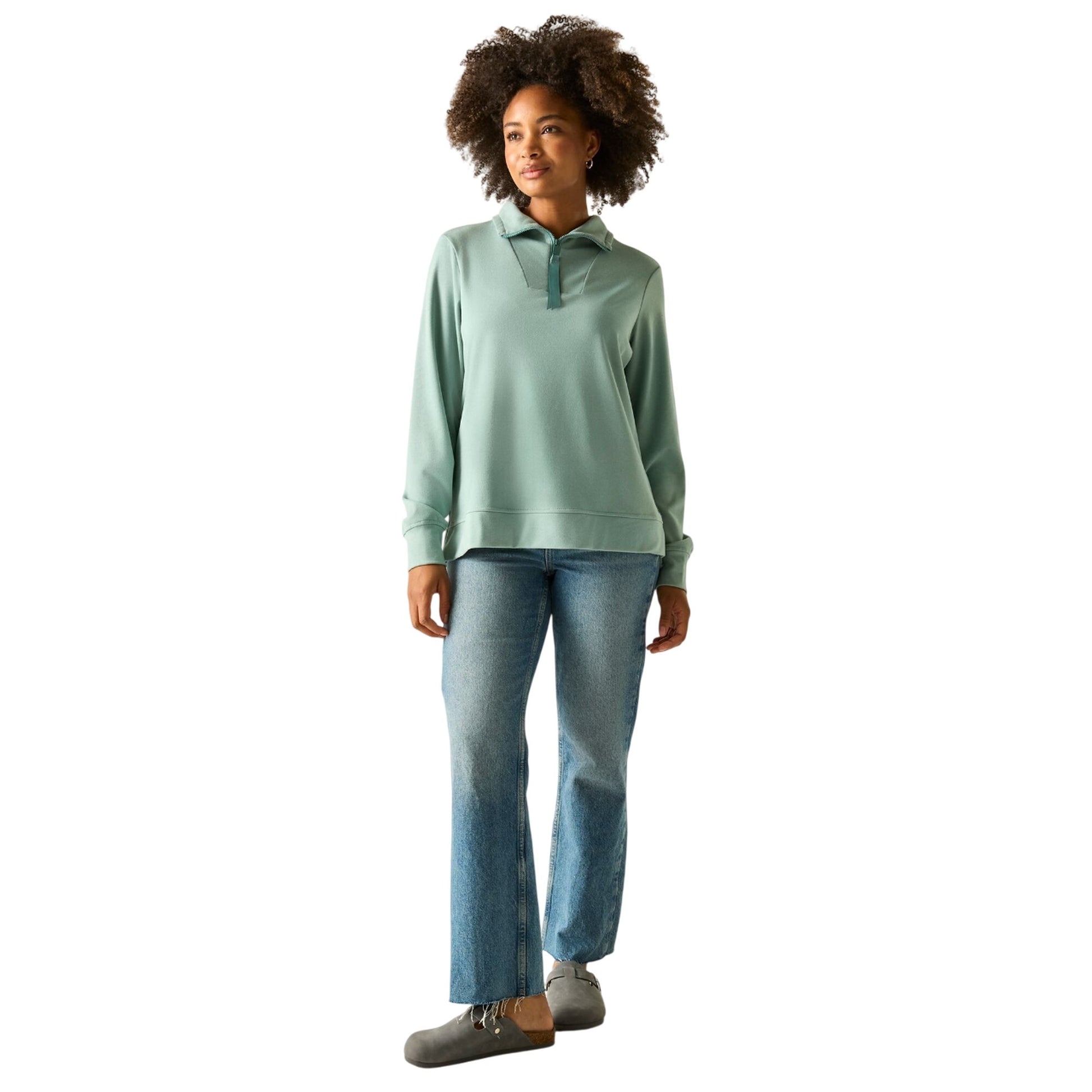 Ivy Moss - Close up - Regatta Womens-Ladies Demmi Quarter Zip Fleece Top