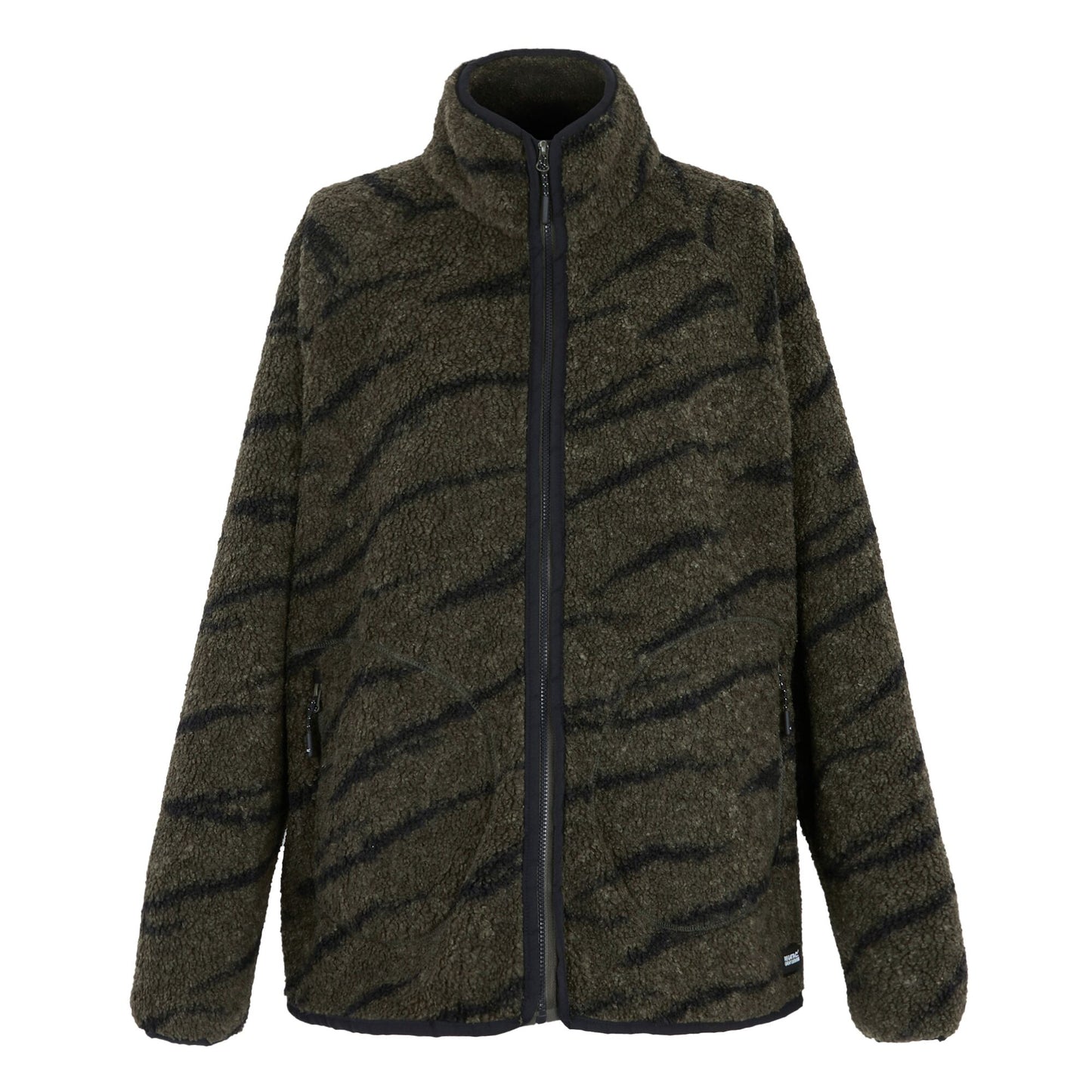 Dark Khaki-Black - Front - Regatta Womens-Ladies Frankie Borg Full Zip Fleece Jacket