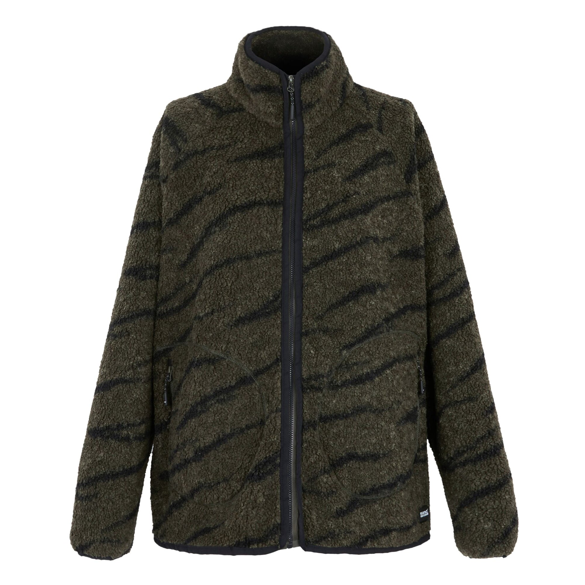 Dark Khaki-Black - Front - Regatta Womens-Ladies Frankie Borg Full Zip Fleece Jacket