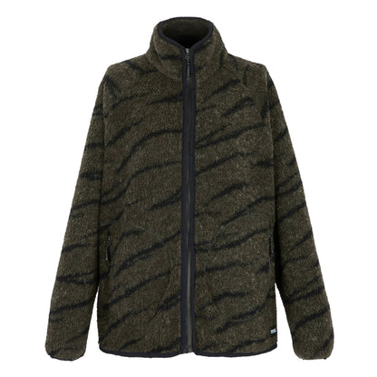 Dark Khaki-Black - Front - Regatta Womens-Ladies Frankie Borg Full Zip Fleece Jacket